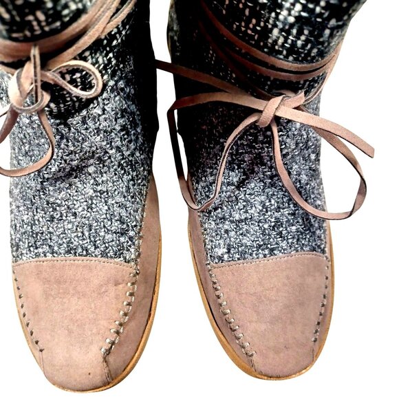 Madden Girl Cozy Cabincore Sherpa Lined Tweed Rustic Ankle Boots Womens Sze 8.5 - Picture 6 of 10